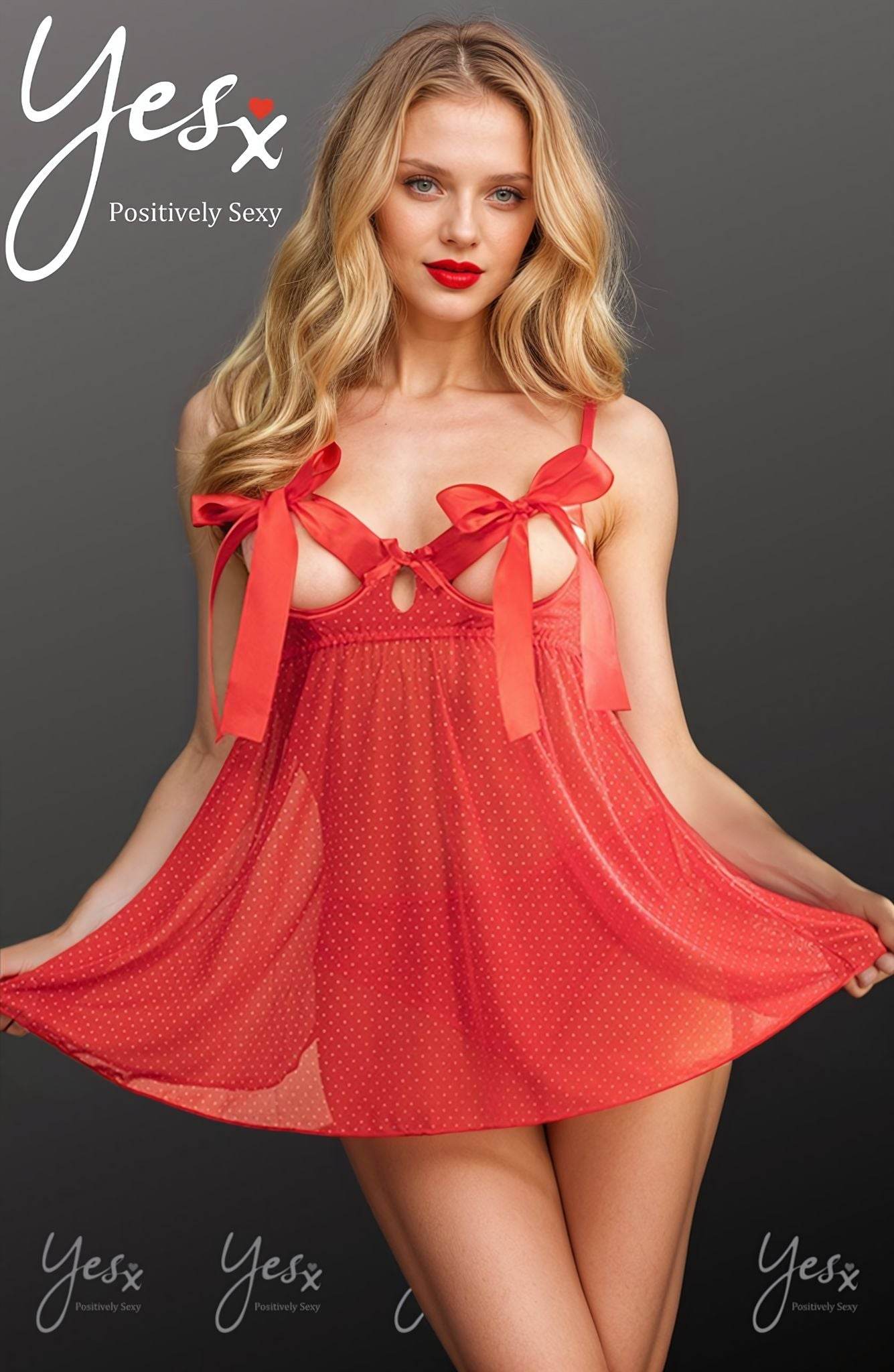 YesX YX841 Red Babydoll Set - Maison Verde