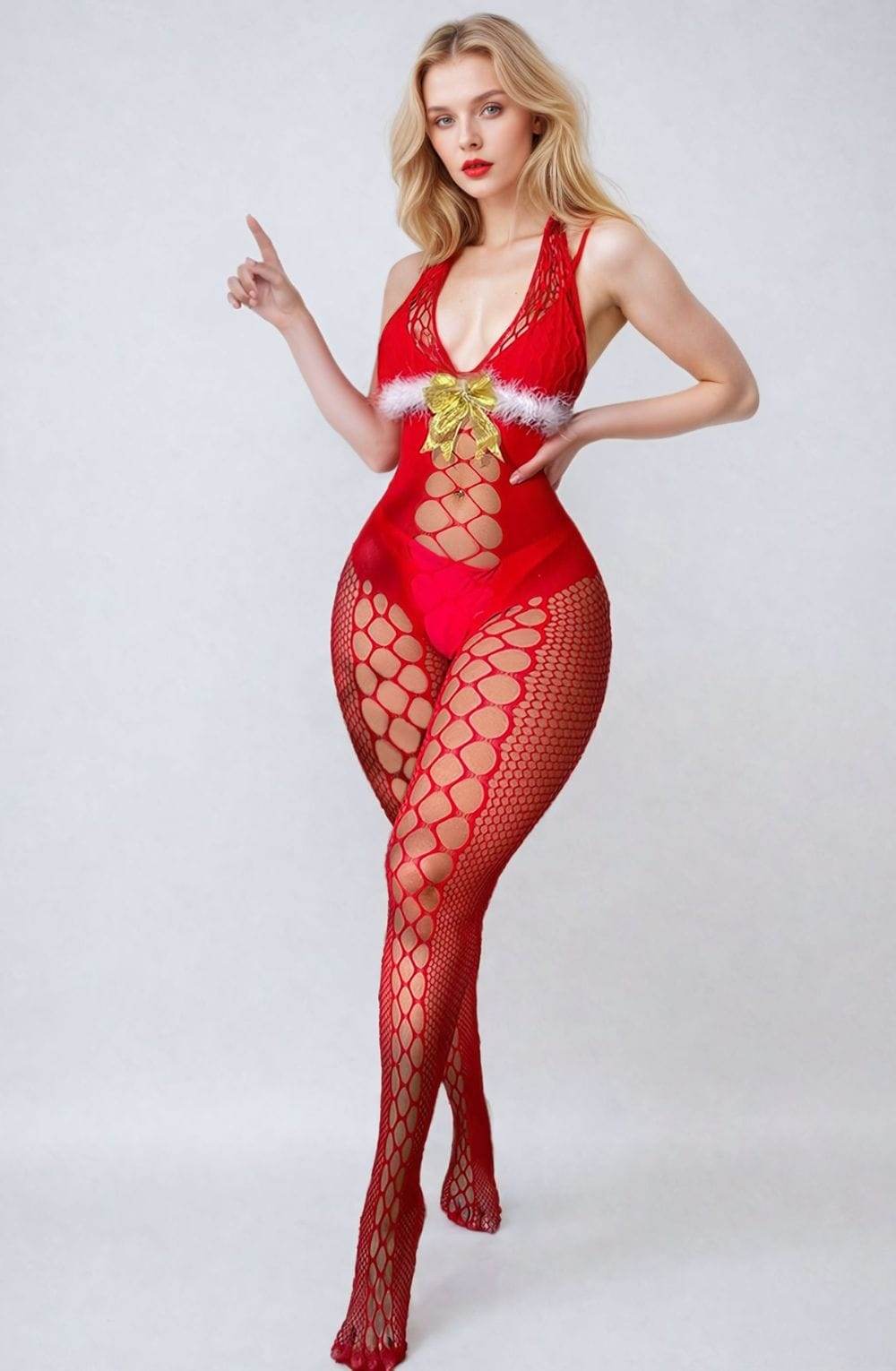 YesX YX876 Christmas Fluffy Bodystocking - Maison Verde