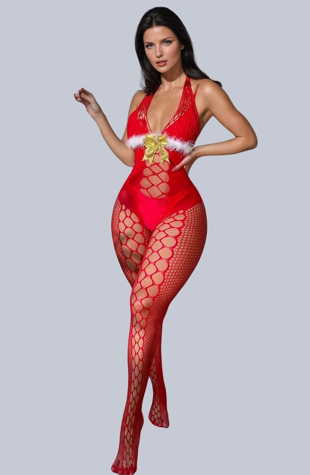 YesX YX876 Christmas Fluffy Bodystocking - Maison Verde