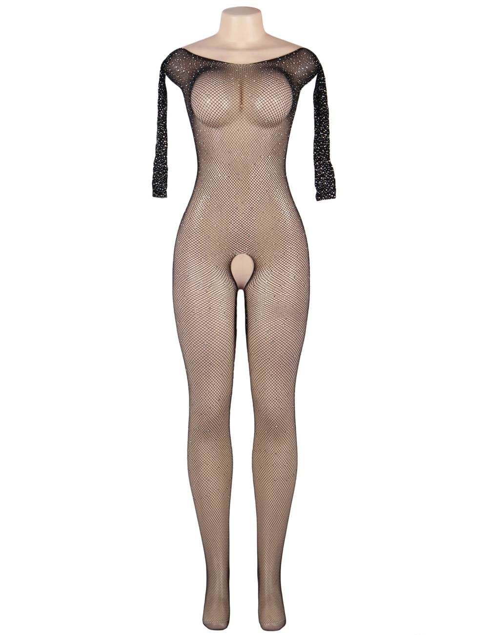 YesX YX864Q Fishnet Sparkly Bodystocking Up To 5XL - Maison Verde