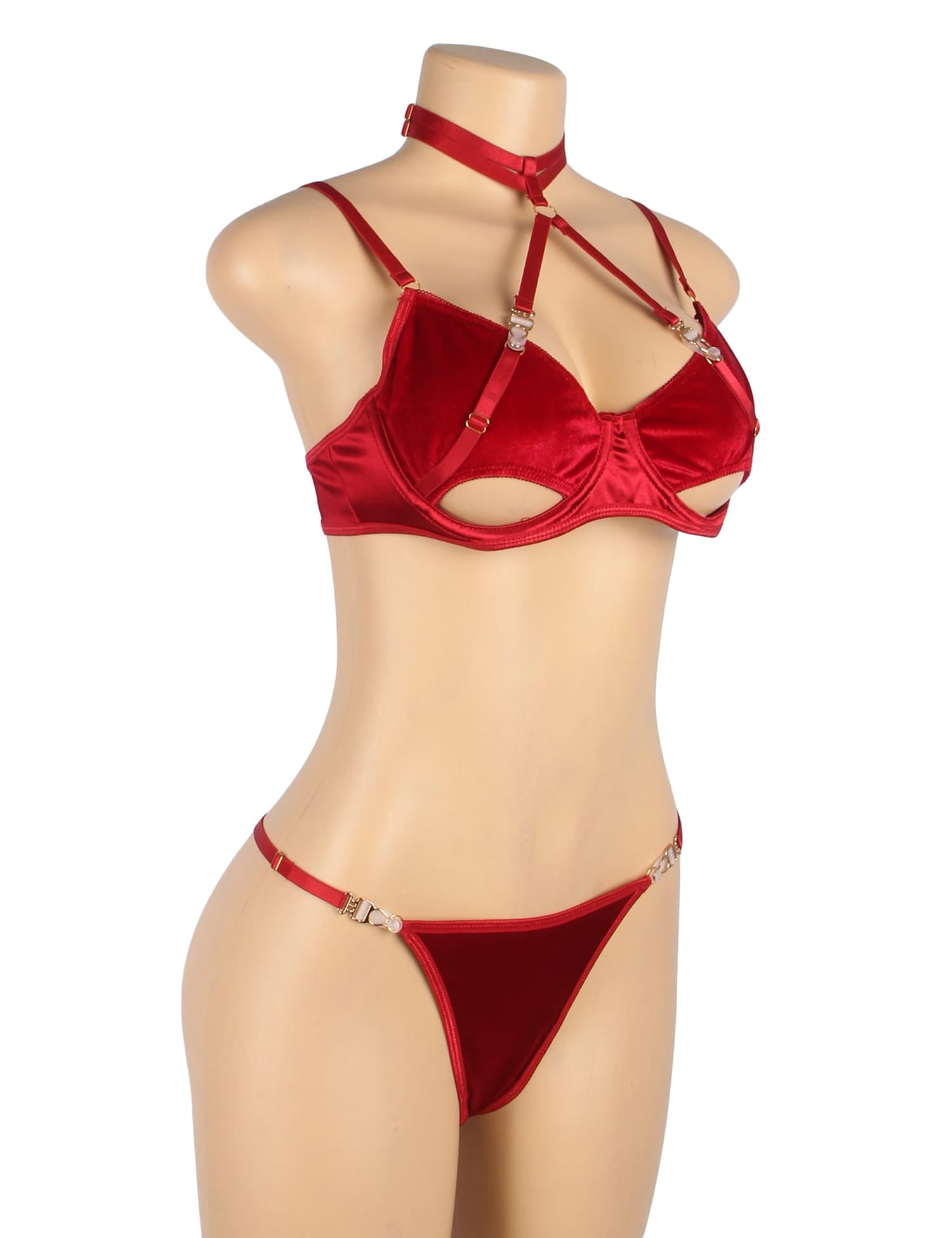YesX YX872Q Hollow Cut Halter Bra Set Up To 2XL - Maison Verde