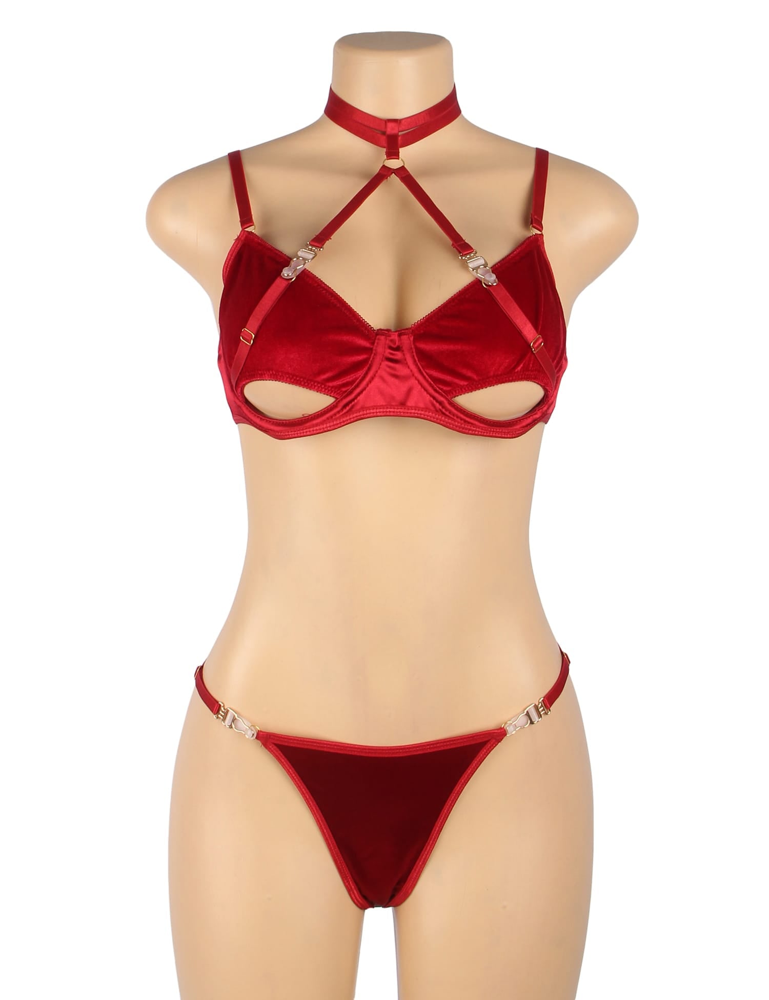 YesX YX872Q Hollow Cut Halter Bra Set Up To 2XL - Maison Verde