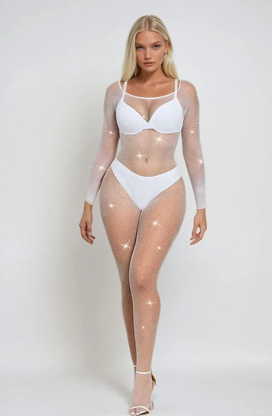 YesX YX885 Fishnet Sparkly Bodystocking - Maison Verde